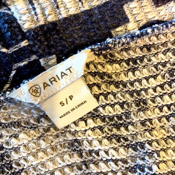 ARIAT Bohemian Open High Low cardigan size Small Blue/ White lightweight EUC - Picture 7 of 11